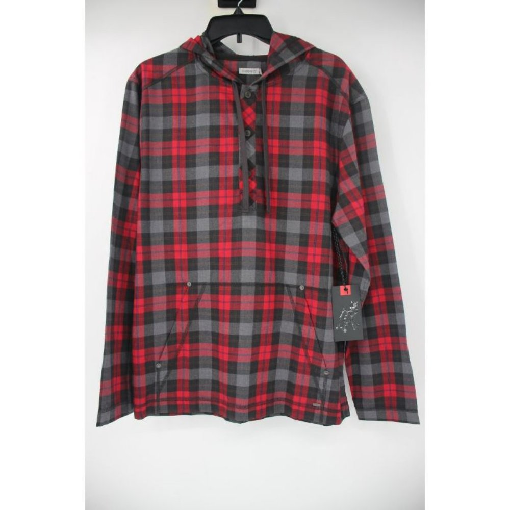 NWT Gramicci Men's Size M Wool Blend Burner Flannel Hoodie Fiery Red plaid check